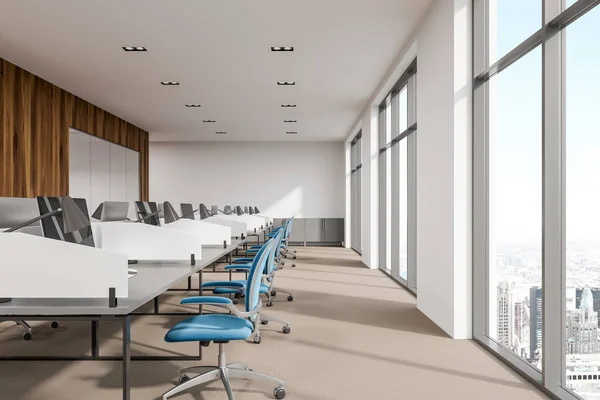 Blue chair panoramic office cubicles — Stock Photo, Image