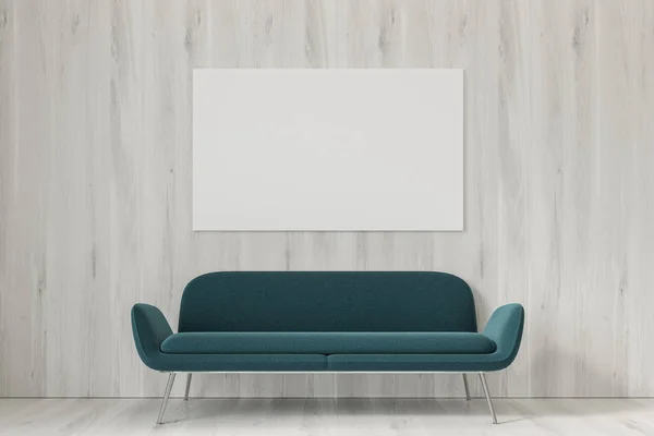 Σαλόνι άδειο, πράσινο καναπέ, αφίσα — Φωτογραφία Αρχείου