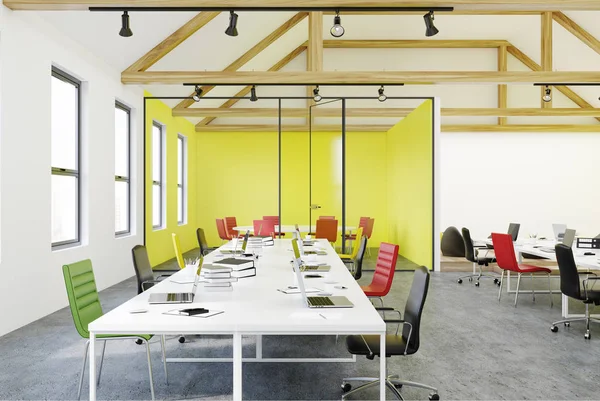 Yellow wall office interior