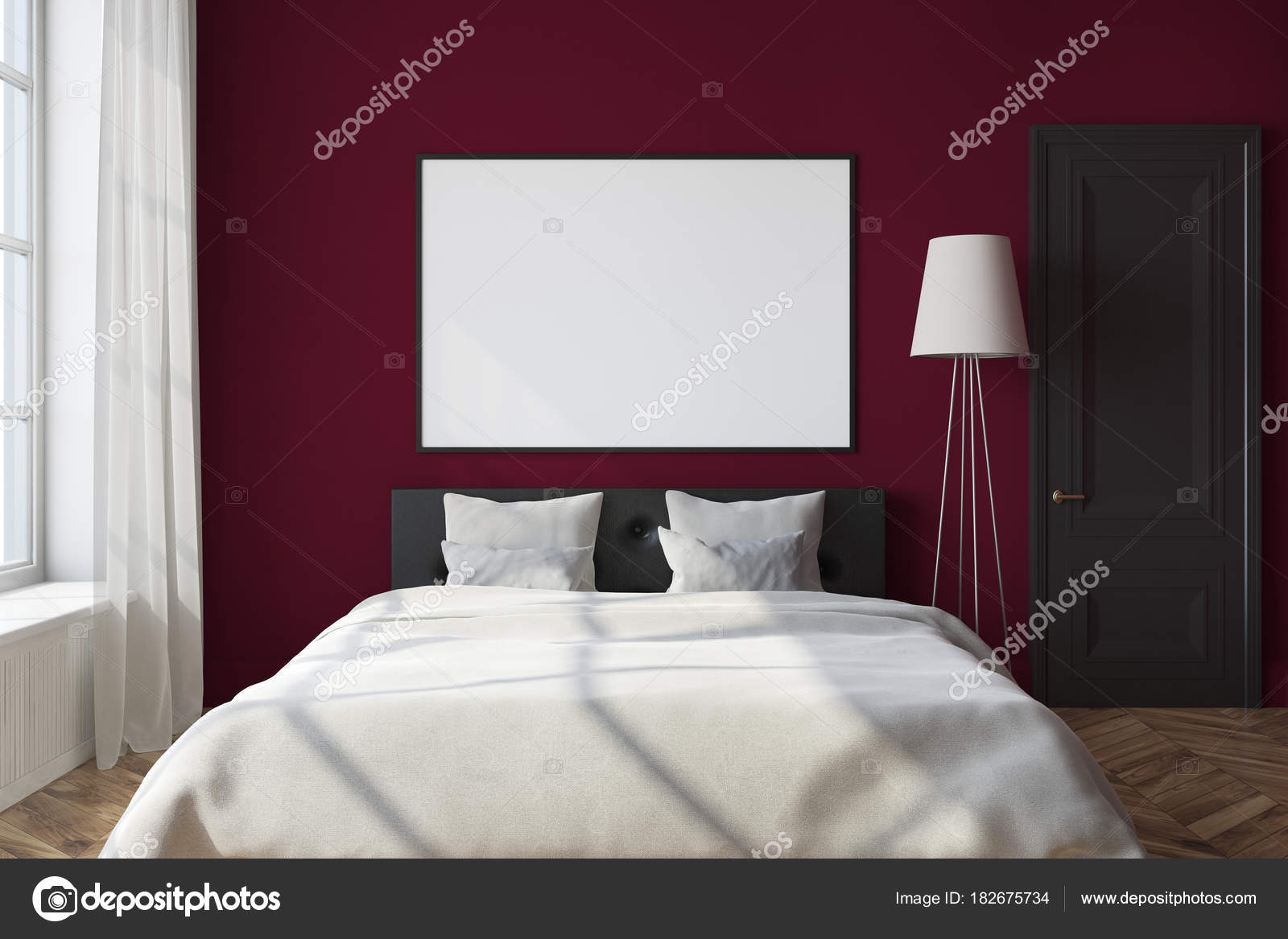 Affiche intérieure, encadrée de chambre rouge — Photographie ... Affiche intérieure, encadrée de chambre rouge — Photographie ...