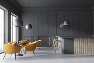 Modern siyah çatı bar iç