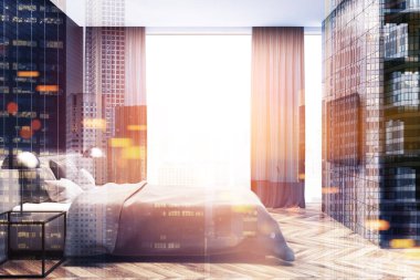 Tonda siyah yatak odası iç, yan görmek