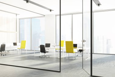 Sarı ve siyah sandalye ofis köşe