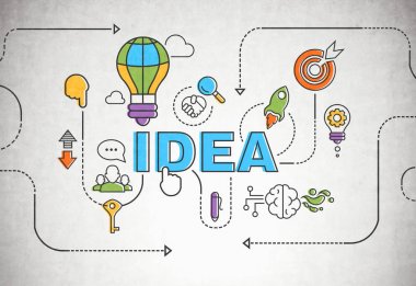 Renkli bir fikir kroki bir beton duvar