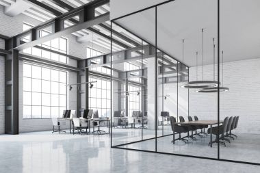 Beyaz tuğla loft office köşe, Toplantı Salonu