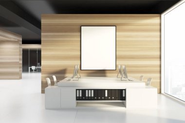 Ahşap duvar çatı ofis, poster