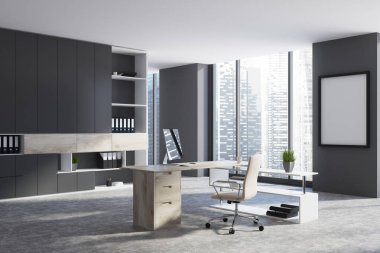 Gri ofis işyeri iç, poster