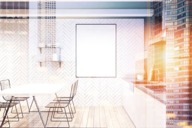 Beyaz ve gri yemek odası, tonda poster