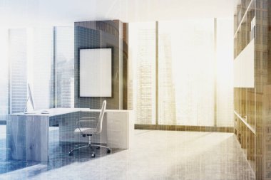 Hafif ahşap ofis işyeri köşe, tonda poster