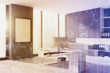 Gri ofis işyeri köşe, tonda poster