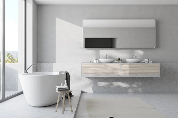 White bathroom, tub and sink — Stock Photo, Image