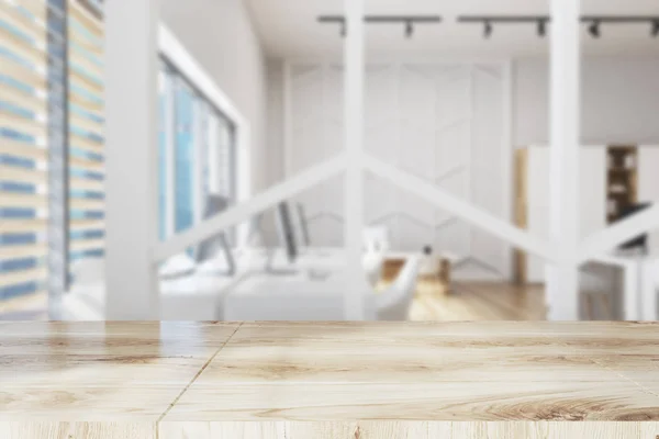 Oficina de madera con un desenfoque de pared patrón —  Fotos de Stock