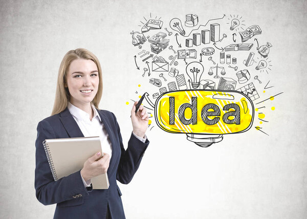 Блондинка с маркером, идея
