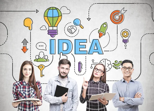 Equipo de negocios diverso pensamiento, idea — Foto de Stock