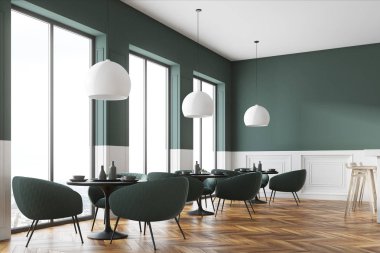 Yeşil ve beyaz café köşesi