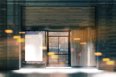 Koyu ahşap restoran cephe poster tonda