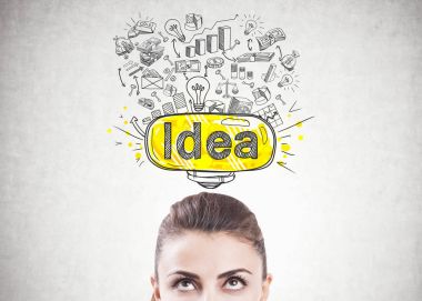 Bir businesswooman, iyi fikir başkanı