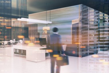 Ahşap ofis köşe siyah tavan görüntü ile