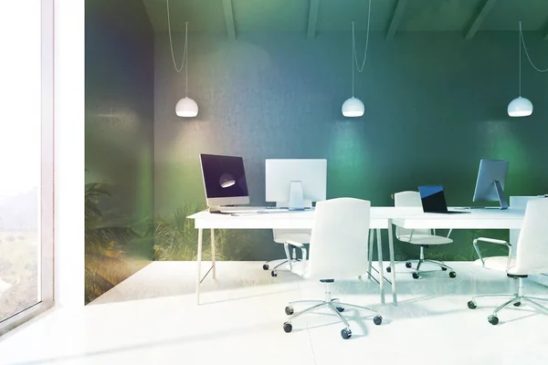 Green open space office interior toned
