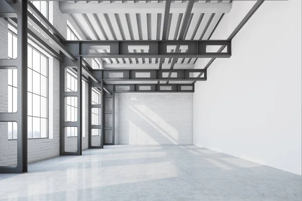 Interior de escritório de fábrica de parede em branco, vista frontal — Fotografia de Stock