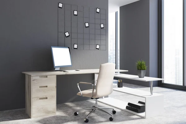 Gray office workplace, picture gallery — Stock Photo, Image