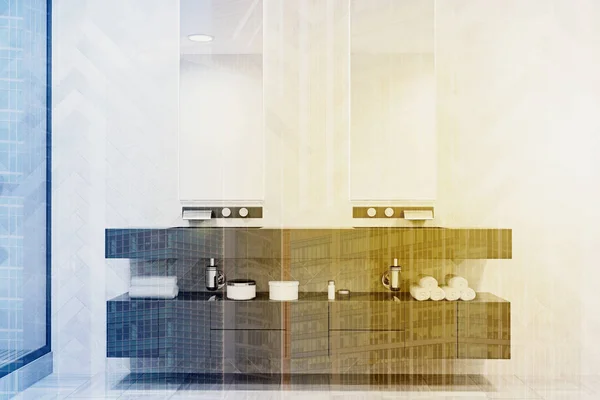 トーン グレーの二重流しの浴室 — ストック写真