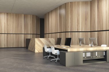 Ahşap duvar ofis Oda köşe, bilgisayarlar