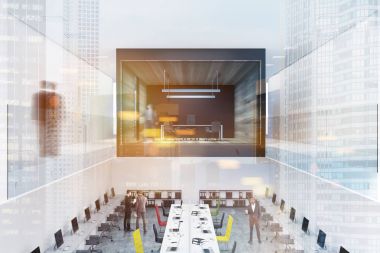 Cam ve ahşap duvar patron office iç tonda