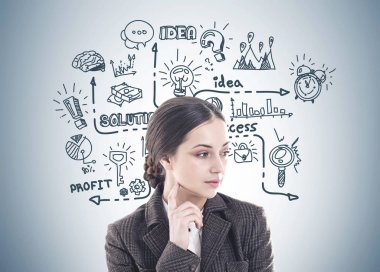 Düşünceli genç esmer, iş planı