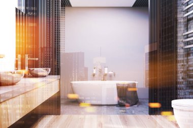 Tonda gri ve beton banyo iç