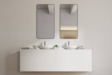 Beyaz lavabo beyaz banyo vanity biriminde