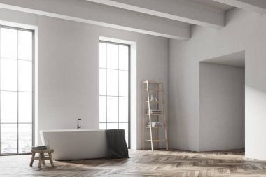 Beyaz bir beyaz banyo köşe küvet