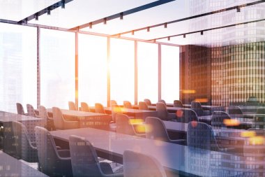 Çatı ders Oda köşe, tonda gri sandalye