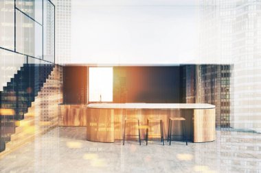 Fonksiyonel beyaz, siyah ve ahşap mutfak tonda