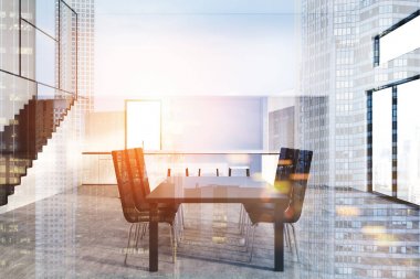 Gri yemek masası dizayn sandalye çift ile