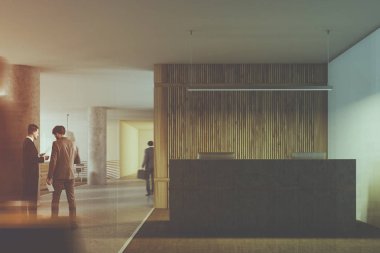 Çatı ahşap Resepsiyon, sütunları closeup, insanlar