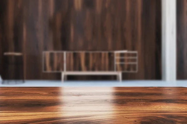Wooden cabinet in living room blurred — Stock Photo, Image