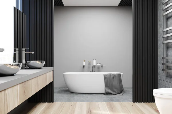 Gray and concrete bathroom interior — Stock Photo, Image