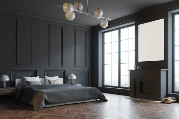 Stylish master bedroom corner, black