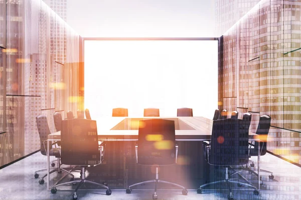 Loft meeting room interior, square table toned — Stock Photo, Image