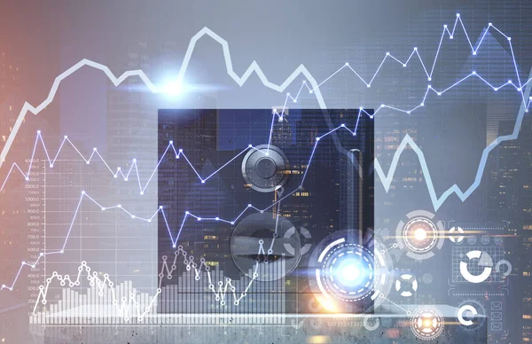 Closed safe, graphs and HUD — Stock Photo, Image