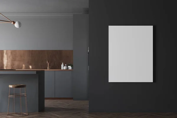 黒と茶色の機能的なキッチン、ポスター — ストック写真