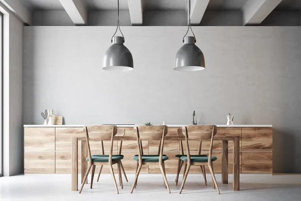 Wooden dining table with design chairs — Stock Photo, Image