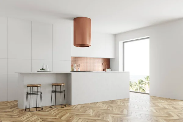 Mármol Mostrador Recepción Madera Una Moderna Oficina Lobby Con Las