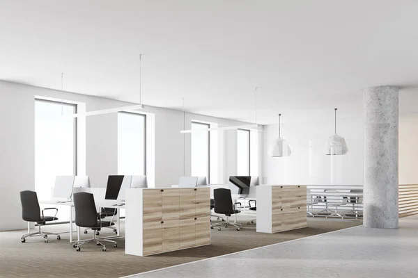 Wooden and white loft office corner