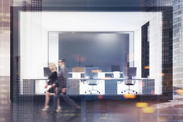 White and glass futuristic office toned — Stock Photo, Image