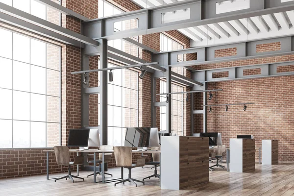 Loft open ruimte kantoor hoek, bakstenen — Stockfoto