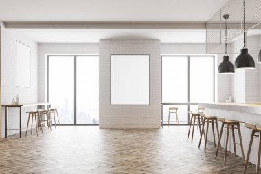 Beyaz tuğla yemek iç, poster