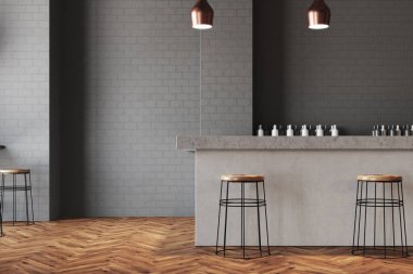 Gri duvar bar ve kafe iç