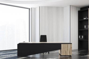 Beyaz ahşap duvar müdür s ofis